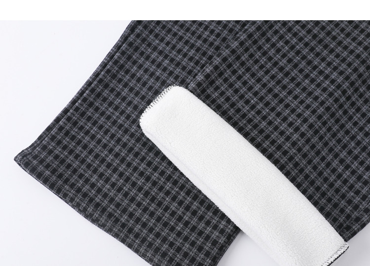 Demana Warm Fleece Lined Series Winter Lazy Style Elastic Waist Drawstring Plaid Straight Leg Petite Women's Casual Pants 15