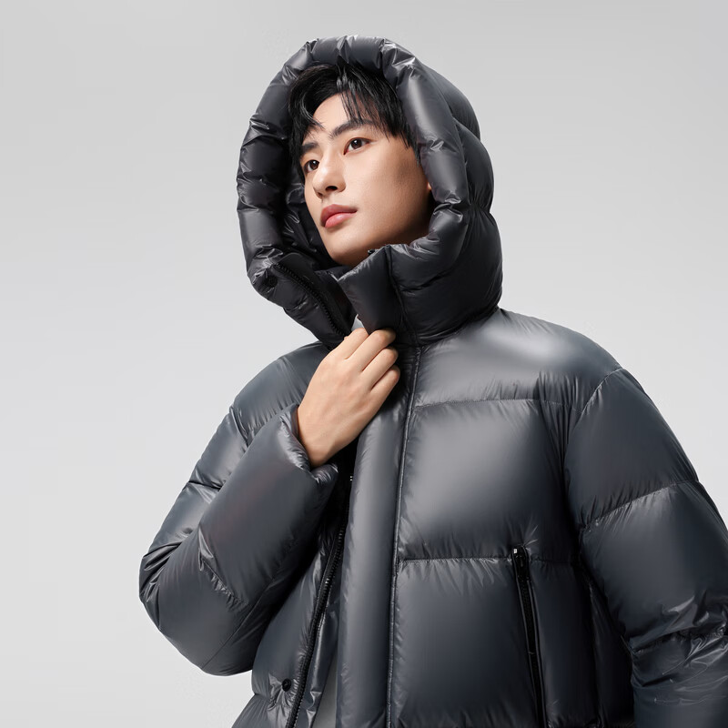 SNOWFLYING Obsidian Goose Down Hooded Thickened H-Style Down Jacket Recommended by Cheng Yi
