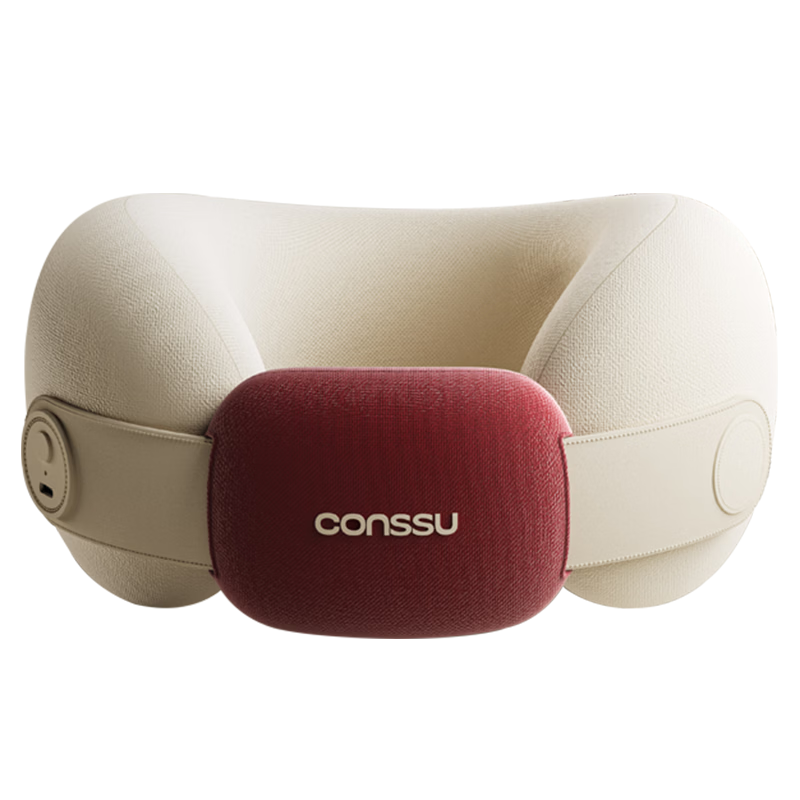 Kongsu U-Shaped Neck Pillow Heat Therapy Travel Neck Support Pillow Portable Long-Distance Flight Neck Cushion with Cover