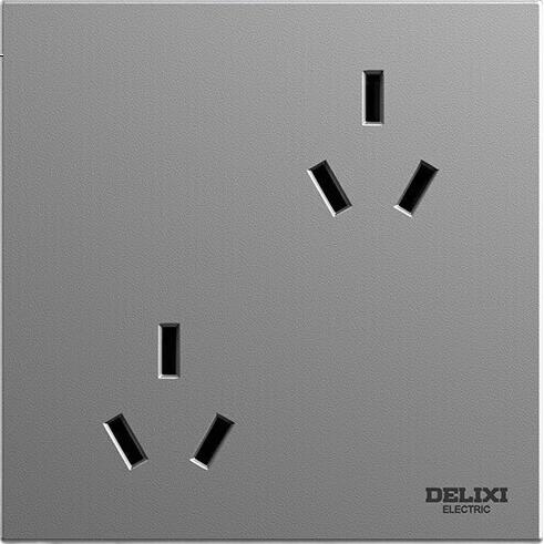 Розетка DELIXI CD100, 86-тип, смещенная, шесть отверстий, 10A, космический серый