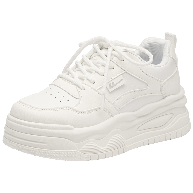 Huili Women's Shoes, 2026 Summer New Style, Thick-Soled Heightening Sneakers for Women, Fashionable Casual Sports Shoes, White, Size 37