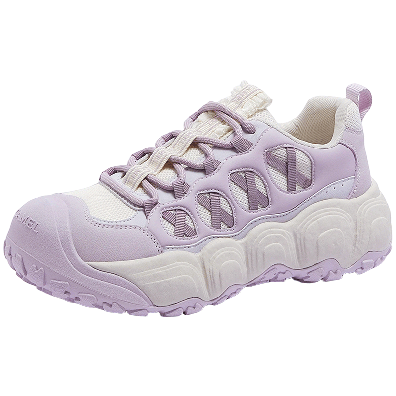CAMEL Nimeng 2nd Generation Ugly Cute Women's Outdoor Versatile Height-Increasing Casual Shoes L26S202119 Off-White/Purple 38
