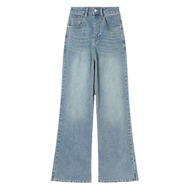 TonLion 2026 Spring New Side Slit Women's Denim Pants American Vintage Floor-Length Lazy Fashion Early Spring Outfit