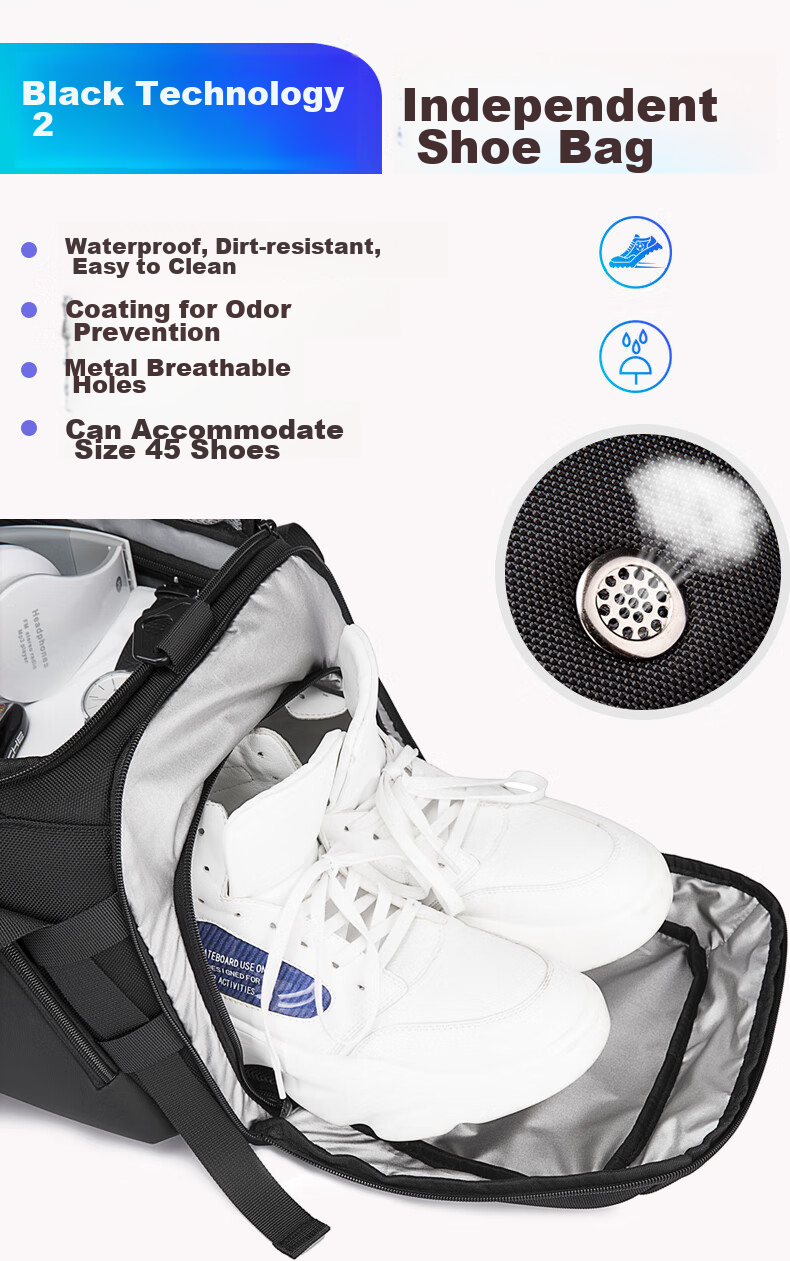 Bange Gym Bag for Men, Dry And Wet Separation, Sports Handbag with Large Capacity, Crossbody Bag with Separate Shoe Compartment, Travel Bag, 1917 Gray 10