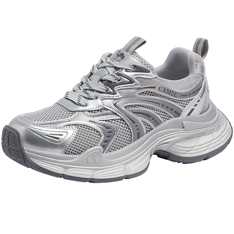 CAMEL Yaoyue 2nd Generation Women's Dad Sneakers Thick Sole Sports Casual Shoes L26S283069 Silver Size 39