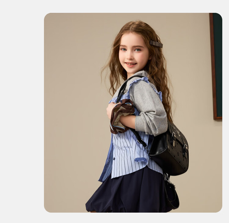 ASK JUNIOR Kids Hoodie 2026 Spring Striped Colorblock Sportswear Girls' Academy Style Ruffle Top 6
