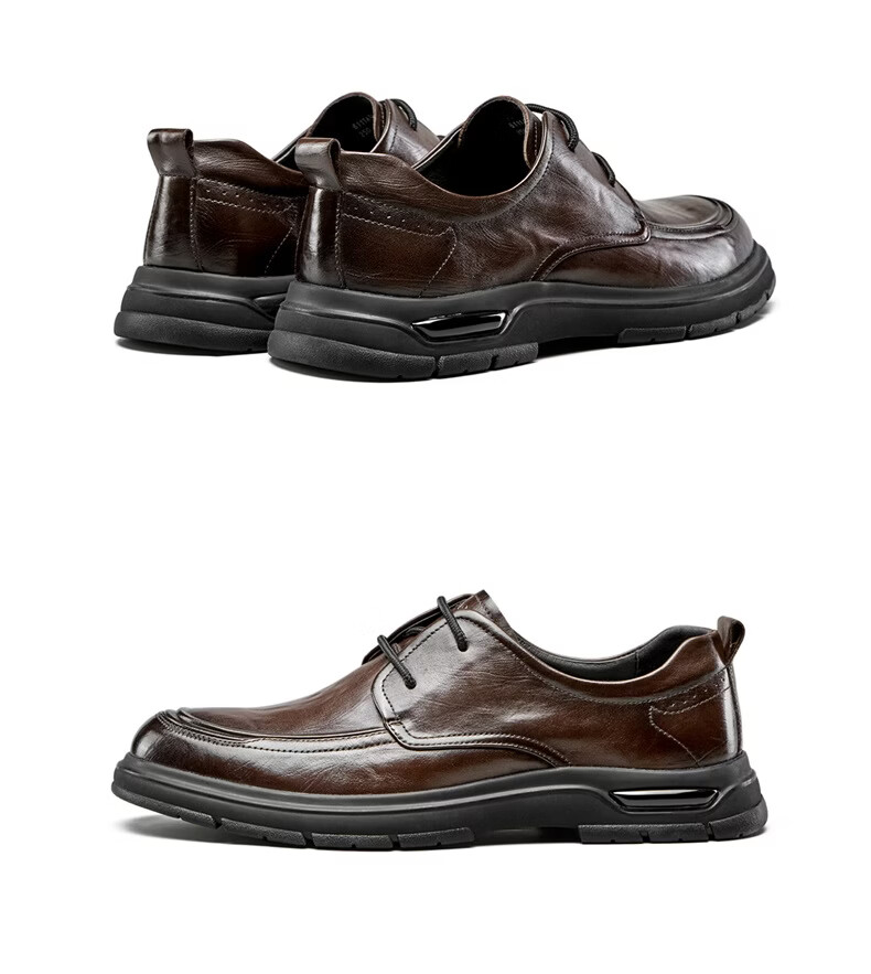Eierkang Men's Business Casual Commuter Leather Shoes Genuine Leather Soft Sole Comfortable Dad Shoes 61330W Black Size 40 8
