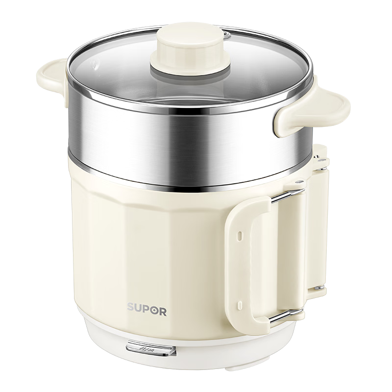 SUPOR Electric Cooking Pot Small Electric Hot Pot Single Student Dormitory Mini Cooker Non-Coated Stainless Steel Noodle and Instant Noodle Pot Electric Steamer H16YK493A