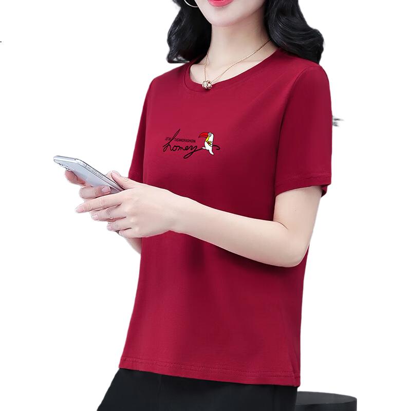 Женская футболка TUCANO Pure Cotton, летняя модель 2025, с коротким рукавом, круглым вырезом, размер M, цвет винный