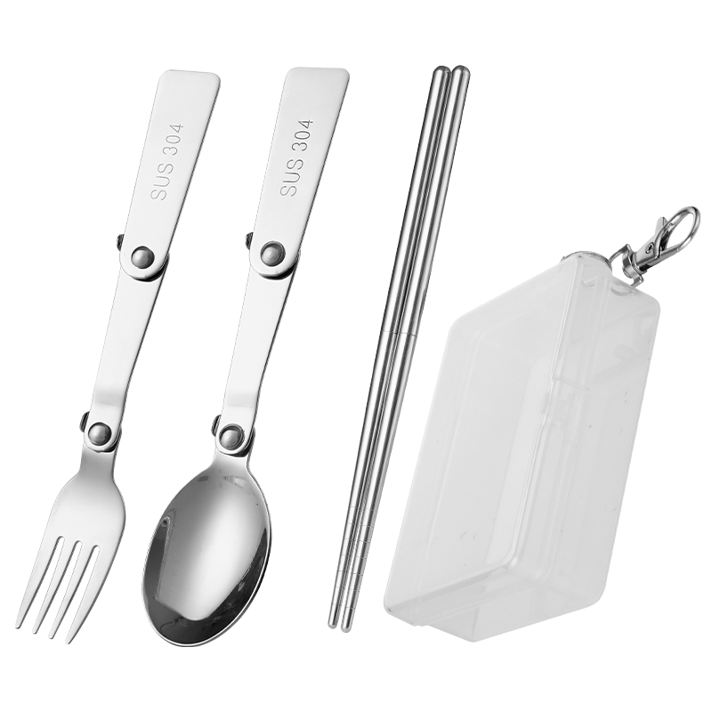 Guangyi Chopsticks, Tableware Set of 304 Stainless Steel Chopsticks And Spoon, Portable Travel Outdoor Dining Utensils GY7352