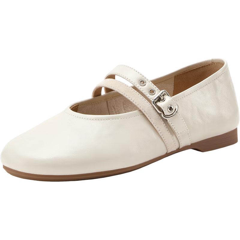 Bata Twin Secret Mary Jane Shoes for Women 2026 Spring Casual Lambskin Soft Sole Flats AUO15AQ6
