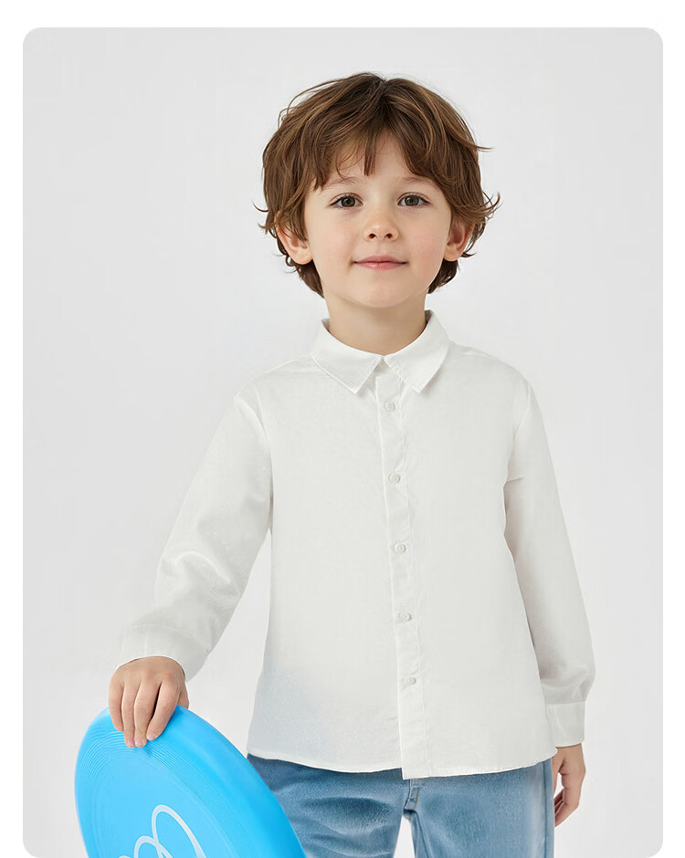 Balabala Boys' Long Sleeve Shirt with Turn-Down Collar Baby 2026 New Spring Curved Hem Pure Cotton Skin-Friendly Versatile Top 28