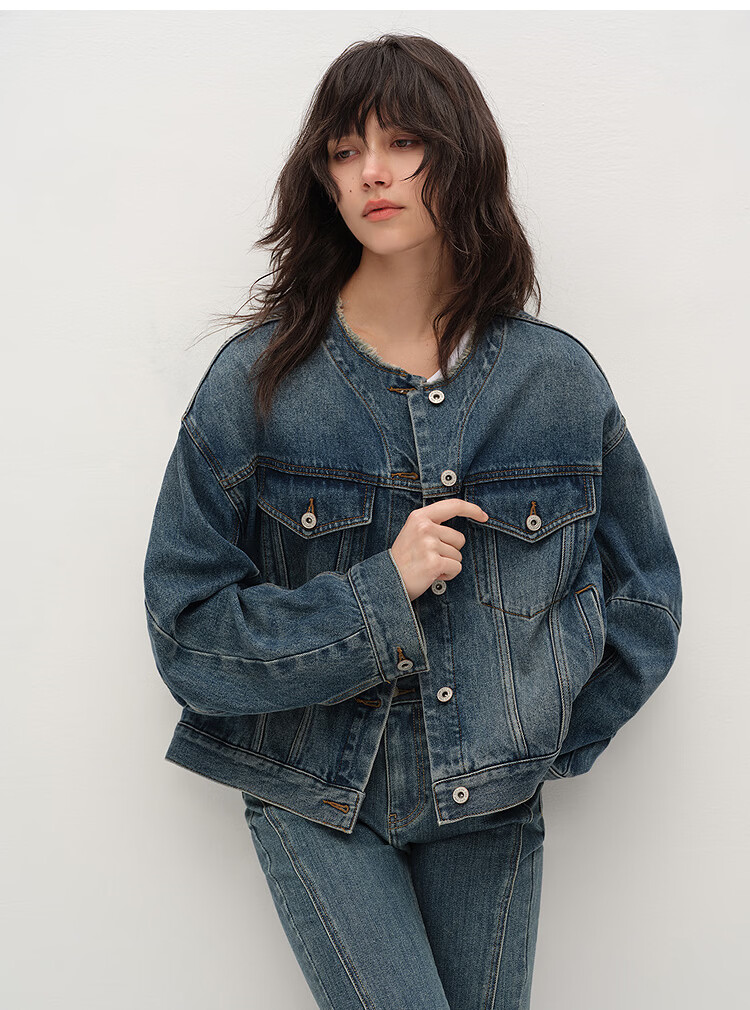 Semir Senrou Women's Oversize Frayed Denim Jacket Spring 2026 Mall Same Style 103126108001 14