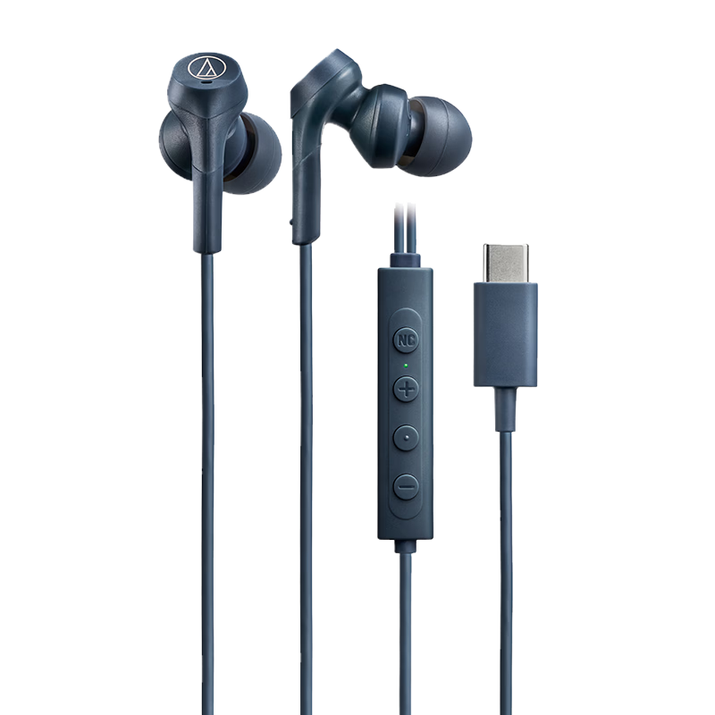 Audio-Technica CKS330NC [Active Noise Cancellation Version], Type-C Wired Earphones, In-Ear Style, Compatible with Huawei, Apple, Xiaomi Headphones, for Gaming, E-Sports, PUBG Live Streaming, Blue Color