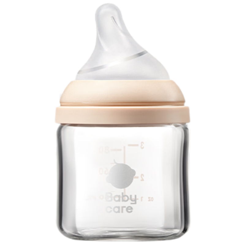 Babycare Ultrafiltration Glass Baby Bottle Anti-Choking Anti-Colic Newborn Tilted Head Imitation Breast Milk 240ml M Nipple 3-6 Months