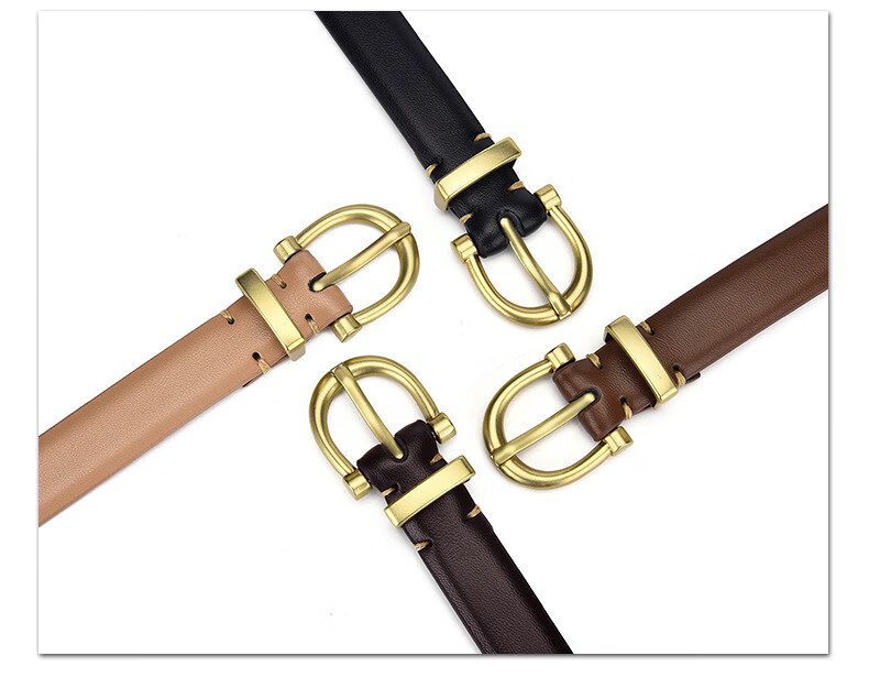 Half-Cigarette Women's Casual Leather Belt Versatile Genuine Pin Buckle Belt for Jeans and Leather Pants High-End Fashion Gift 12