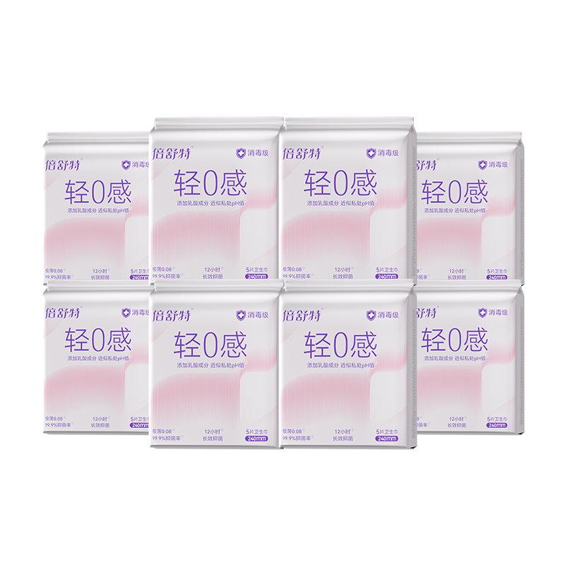 Beishute Light 0 Sensation Disinfection Grade Lactic Acid Breathable Daily Sanitary Napkins 240mm 5pcs*8 Packs Menstrual Pads for Students JD Good Product