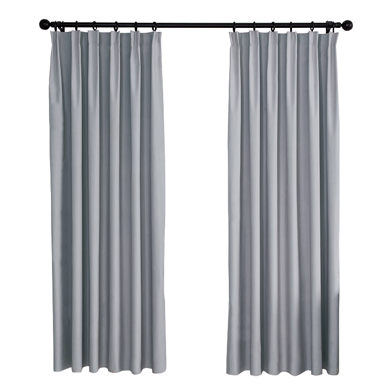 Mingju Curtains, Blackout Curtains, Finished Curtains, Sunshade Curtains, Polyester Taffeta Light Gray Hook-Type 1.3*1.8 Single Panel