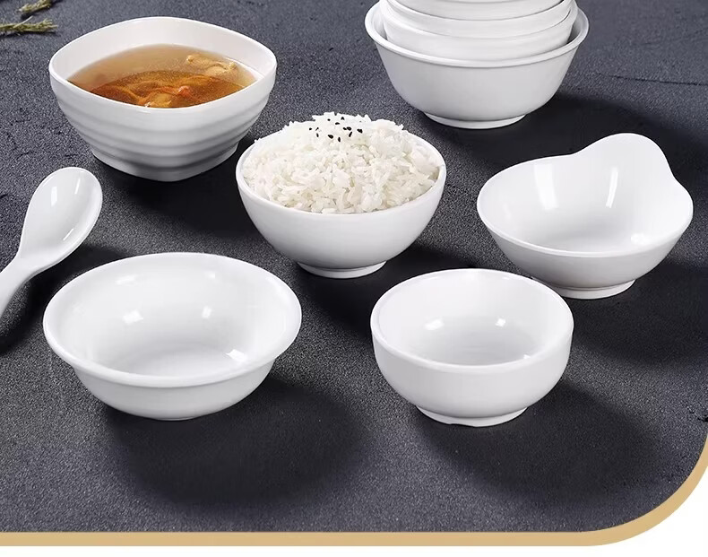 Danshi Zhiyuan White Melamine Imitation Porcelain Small Soup Bowl Rice Bowl Buffet Bowl 4.5 Inch Square Bowl Jingcang 2