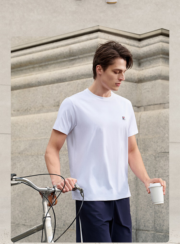 FILA Official Men's Short Sleeve T-Shirt 2026 Summer Tennis Moisture-Wicking Quick-Dry Knit Sun Protection Crew Neck Top 9