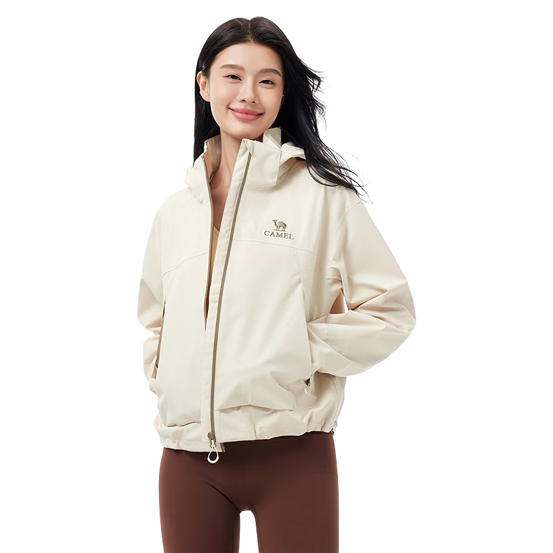 CAMEL Outdoor 2025 New Yellow Short Windbreaker Jacket for Men And Women, Windproof Waterproof Coat for Travel, Hiking And Mountaineering