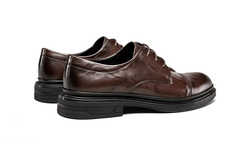 Eierkang Men's Spring and Autumn Genuine Leather Business Formal Shoes Soft Sole Comfortable Commuting Wedding Shoes 61305W Black Size 40 11
