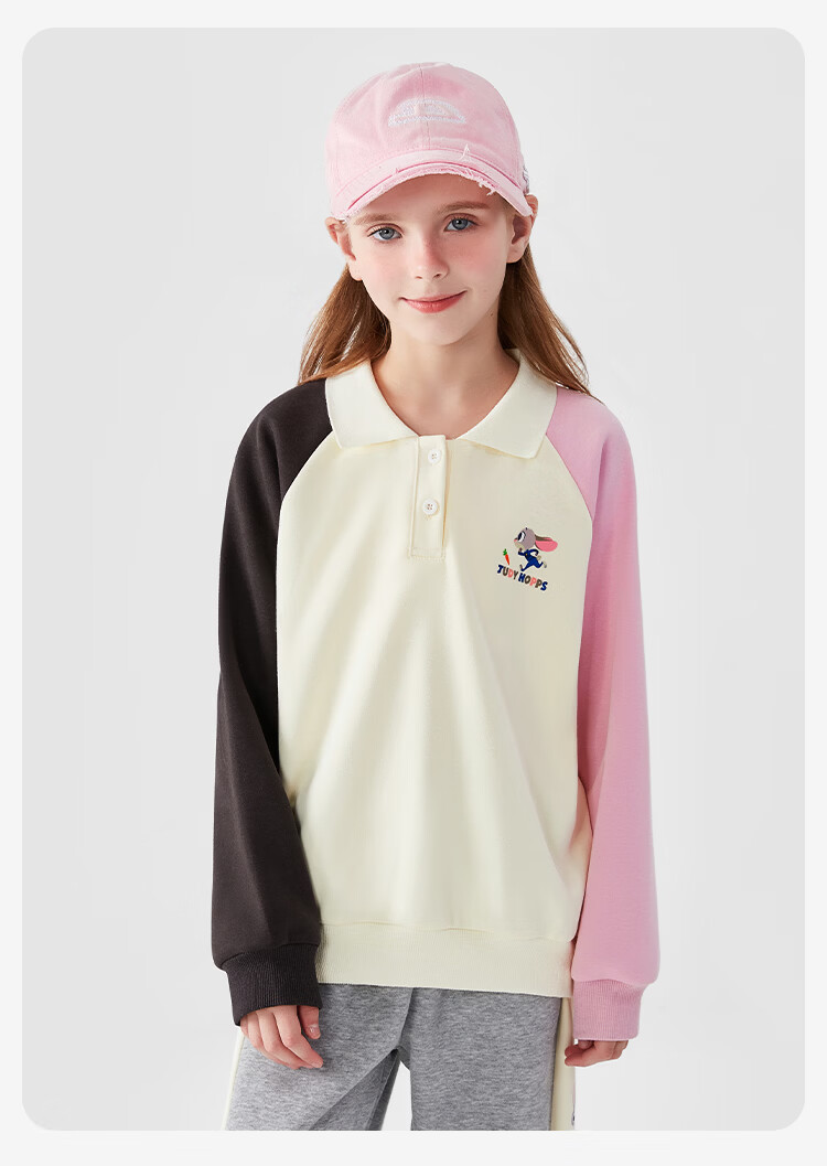 Disney Girls' Zootopia Polo Collar Sweatshirt Long Sleeve Top Spring ZL160001 Off-White Size 150 10