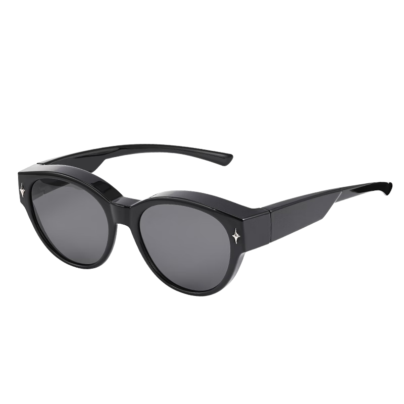 Kousu Cat Eye Sunglasses Clip-On for Prescription Glasses Women Square Round Face Polarized UV Protection Driving Sunglasses