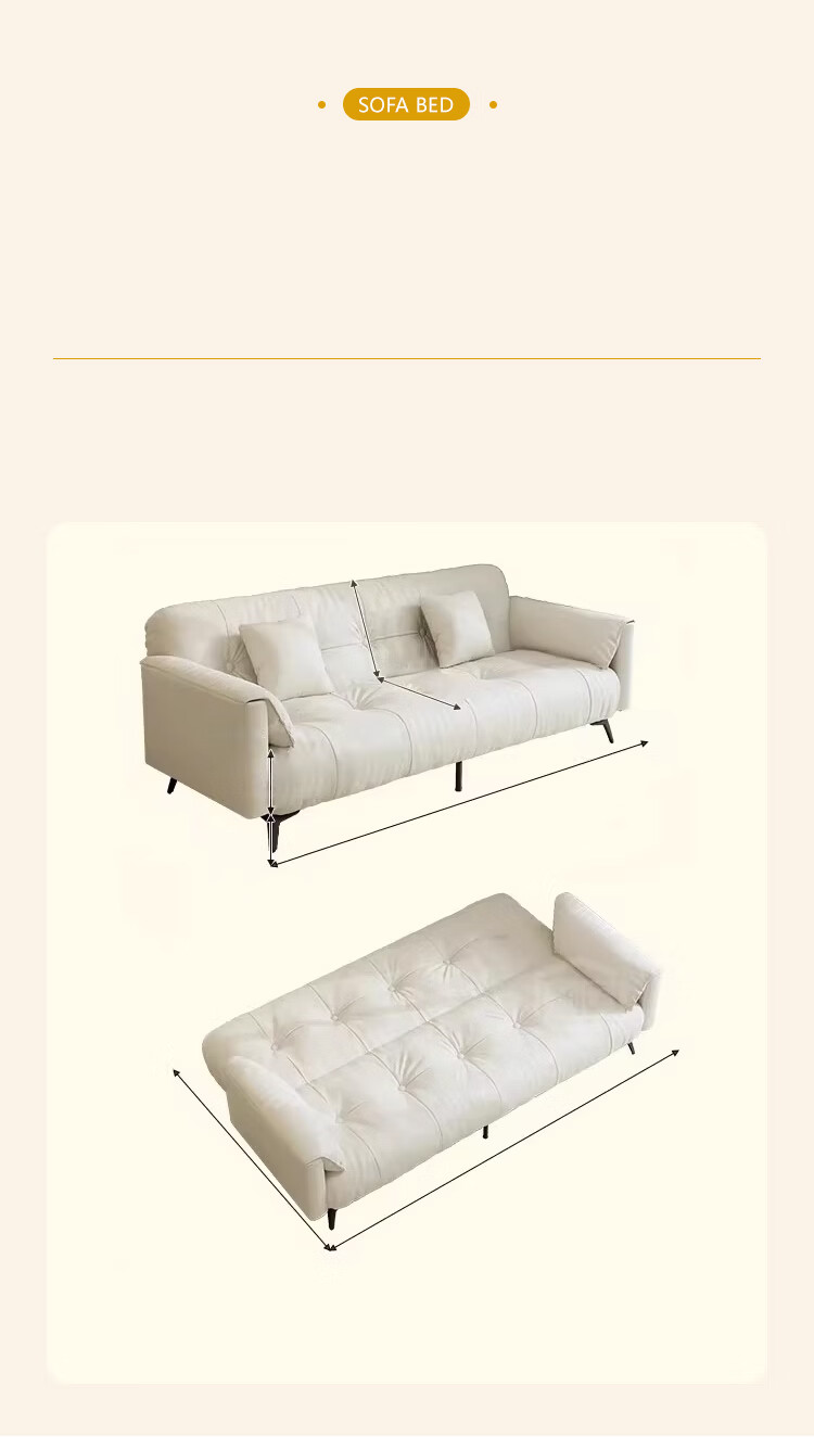 L&S Convertible Sofa Bed Foldable Sofa Cat Scratch-Resistant Cream Cloud Sofa S383 Green 1.8m Armless 14