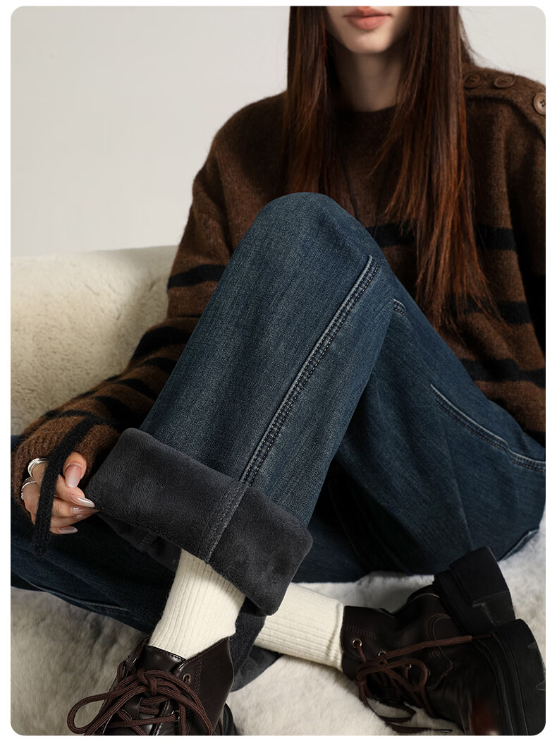 Langsha Women's Straight Leg Jeans 2026 Spring Autumn Loose High Waist Slim Wide Leg Trousers 28