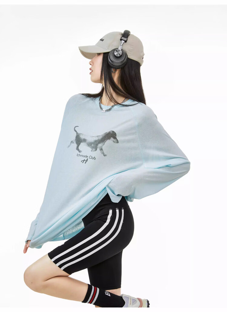 ICH MODE American-Style Physical Sun Protection Long-Sleeve T-Shirt, Thin Cool-Feeling Cover-Up for Women, Spring And Summer New Loose Top, Pink, L 9