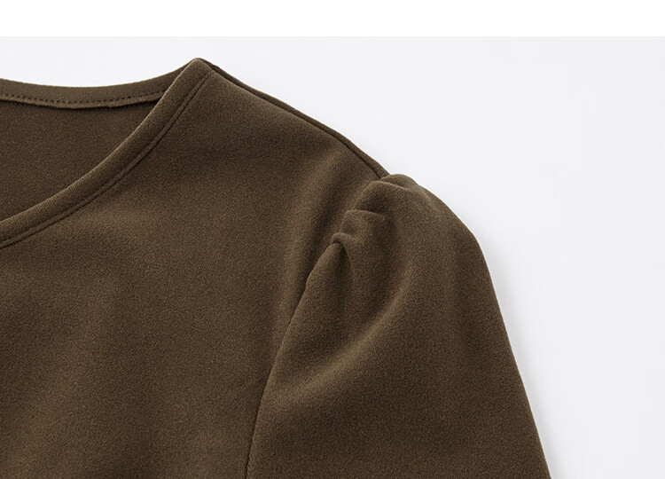 Demana Warm Double-Sided Fleece Autumn Casual V-Neck Irregular Split Metal Button A-Line Women's Dress 13