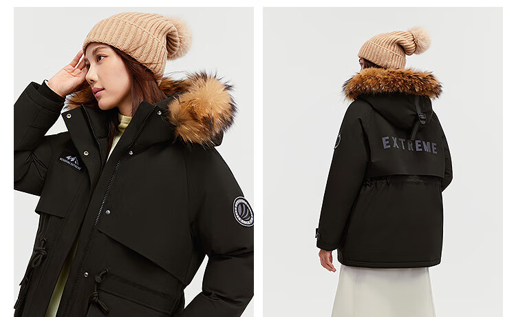 BOSIDENG Off-Season Extreme Cold Goose Down Women's Winter Thickened Hooded Short Coat with Large Fur Collar Mall Edition 17