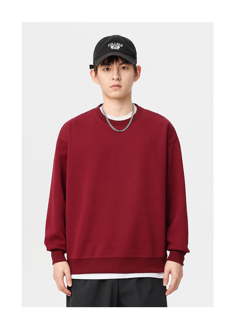 Jeanswest Men's Pullover Hoodie Spring Autumn Trendy Solid Color Breathable Comfortable Black 2XL 11