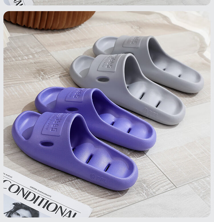 Paul Frank Bathroom Slippers Women Thick Sole Hollow Quick-Dry Non-Slip Shower Sandals Men Purple Size 40-41 3