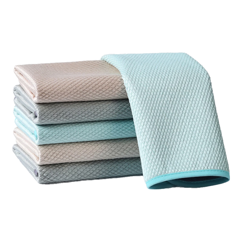 Grace Glass Cleaning Cloth 30x40cm 3-Pack Double-Layer Thickened Fish Scale Cleaning Rags Household Cleaning Lint-Free