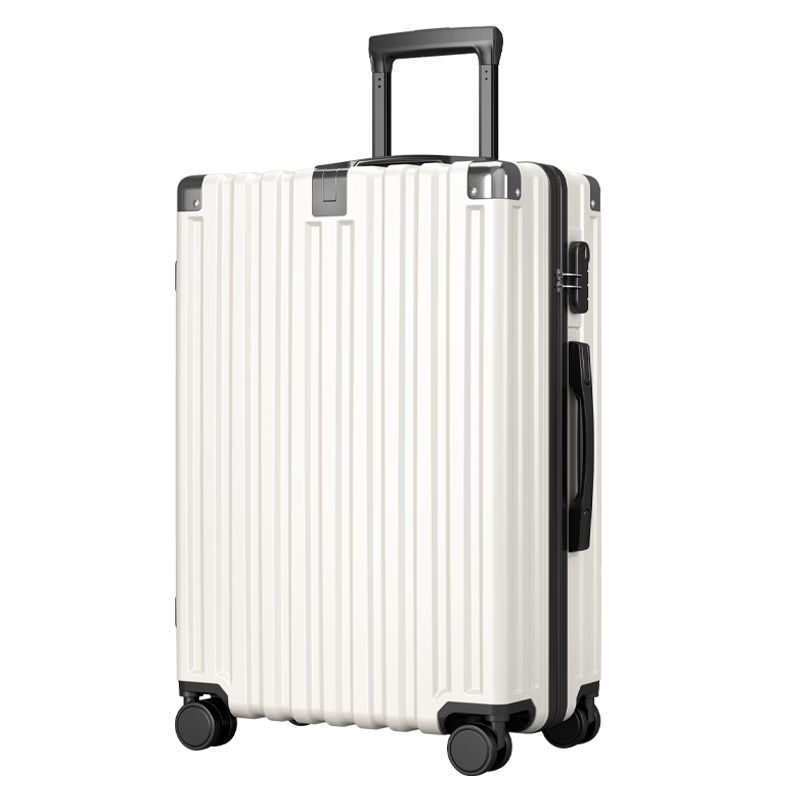 Warrior 26-inch Luggage Suitcase with 360-degree Spinner Wheels, Large Capacity Travel Trolley Case, Password Lock, White