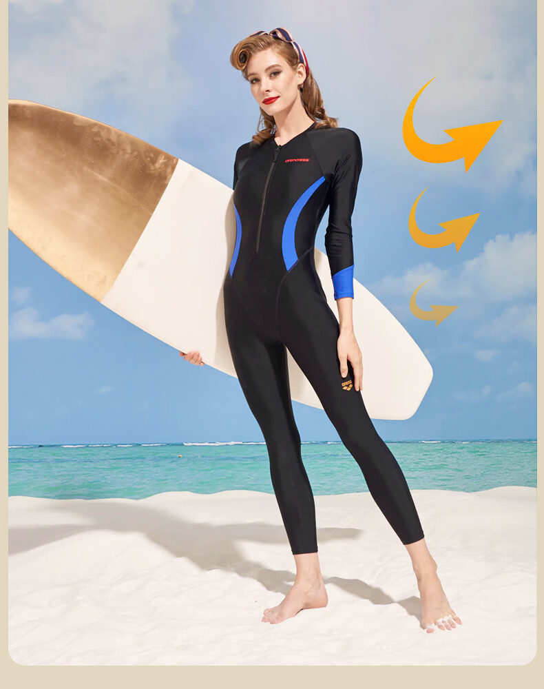 Arena Women's One-Piece Long Sleeve Full-Length Conservative Sun Protection Slimming Swimsuit Spa Swimwear 4