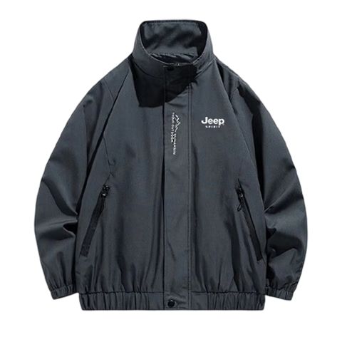 JEEP SPIRIT Men's Jacket, Spring And Autumn Outerwear, Stand-Up Collar, Outdoor Casual Versatile Loose-Fitting Menswear, Black, 3XL