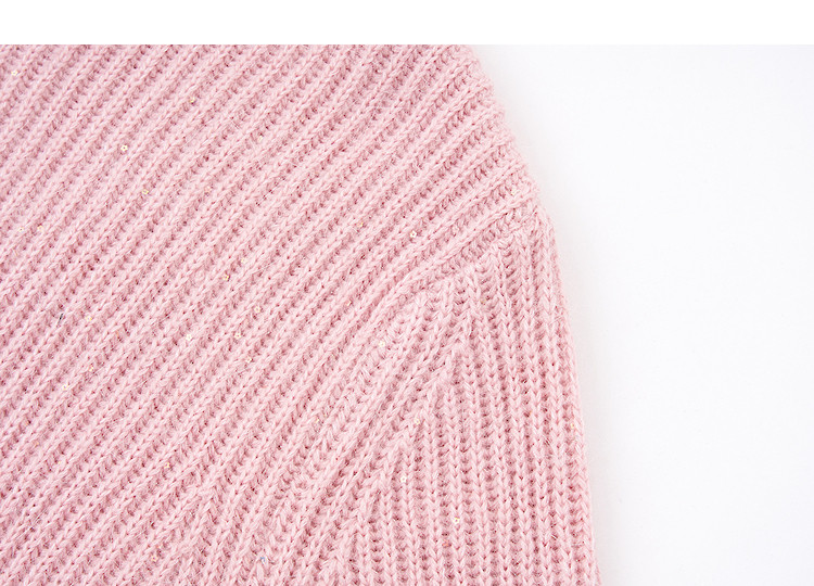 Demana Women's Winter Soft Fluffy Knit Sweater with Rabbit and Sheep Wool, V-Neck Sequin Pullover 8