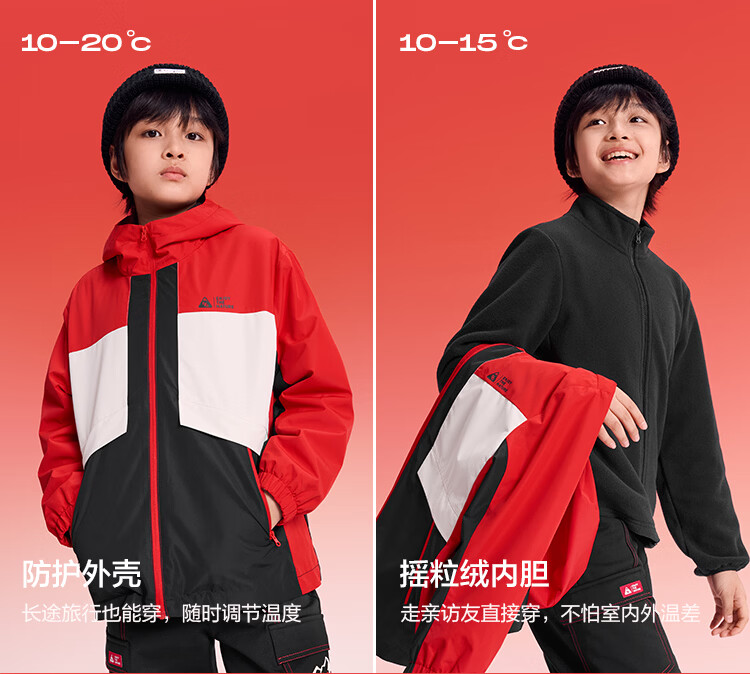BALABALA Kids Fleece Two-Piece Set Boys' Jacket 2025 Spring Autumn Cotton Waterproof New Year Outfit 1