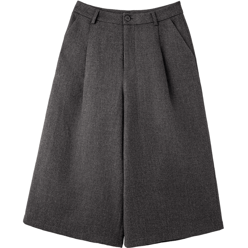 Demana [Smart Warmth] Cropped Pants 25 Winter Wrinkled Wide-Leg Textured Wool Blend Slimming Casual Pants for Women Premium Feel