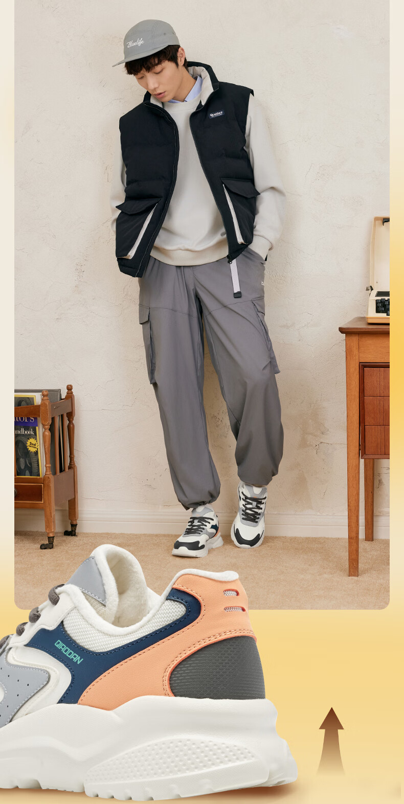 Jordan Little Millennium Women's Sneakers Fleece-lined Casual Retro Dad Shoes Lightweight Thick-soled Height-increasing Running Shoes for Women 12