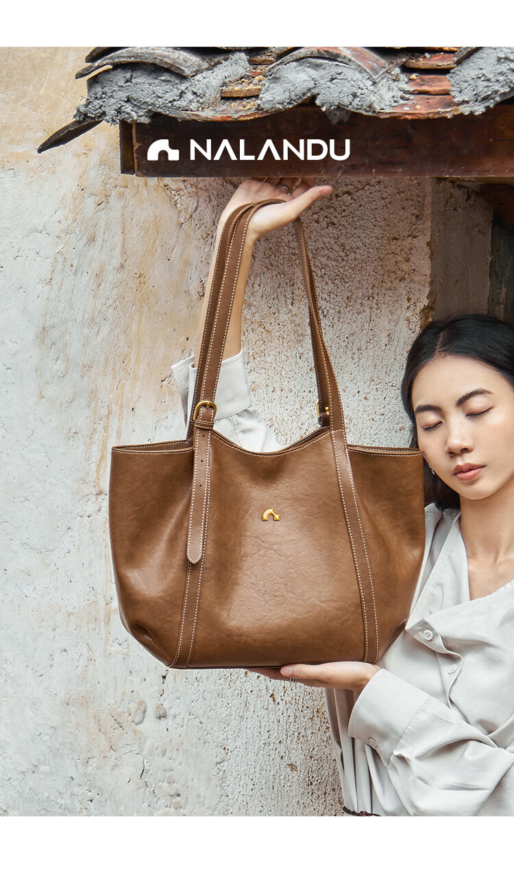 Nalandu [Celebrity Style] New Large Capacity Cowhide Tote Bag Commuter Birthday Gift 2