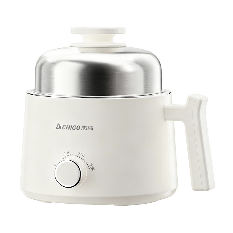 CHIGO Electric Cooking Pot [0 Plastic 0 Coating] Electric Hot Pot Small 304 Stainless Steel Mini Electric Pot Integrated Instant Noodle Small Hot Pot Multifunctional Pot Birthday Gift 1.7L
