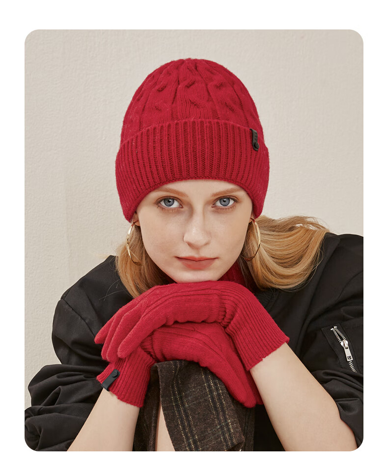 ELLE 100% Wool Gloves Women Autumn Winter Outdoor Warm Fashion Knitted Touchscreen Compatible Driving Student Christmas 6