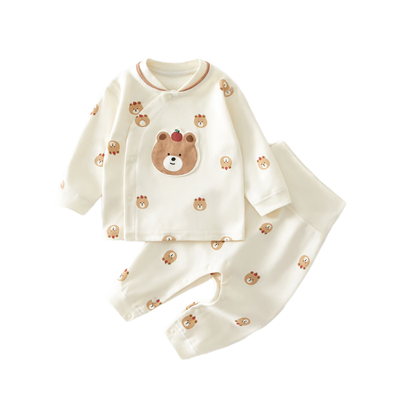 Babyprints Baby Homewear Set Unisex Cotton Autumn Clothes 2-Piece Soft Underwear Apple Bear 80