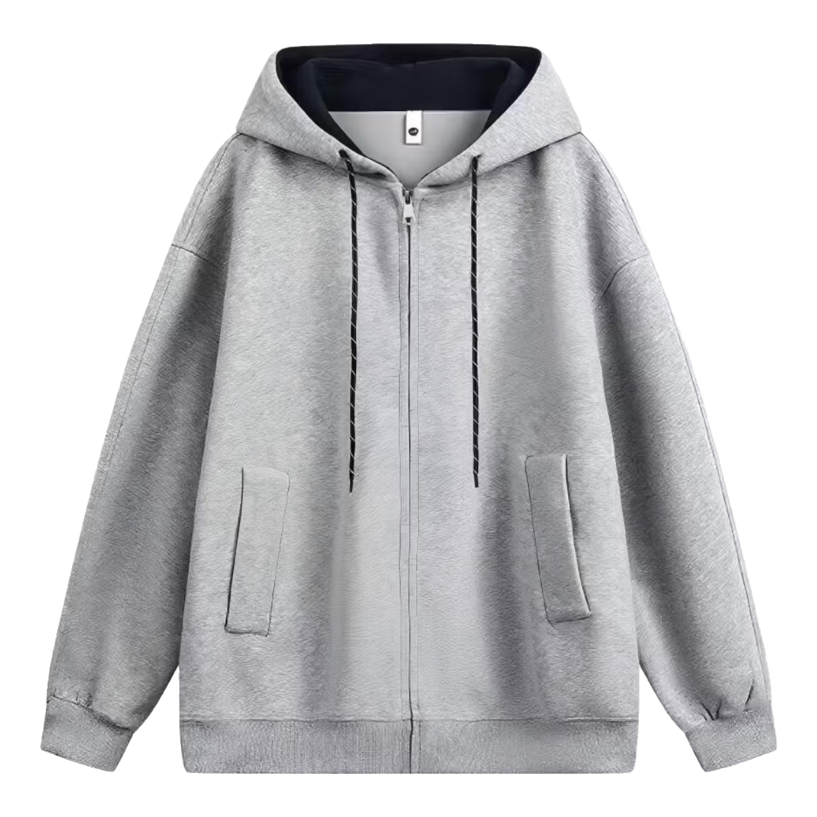 ICH MODE Women's Hoodie American Vintage Loose Fit Zip-up Sweatshirt Spring Autumn New Light Heather Gray M
