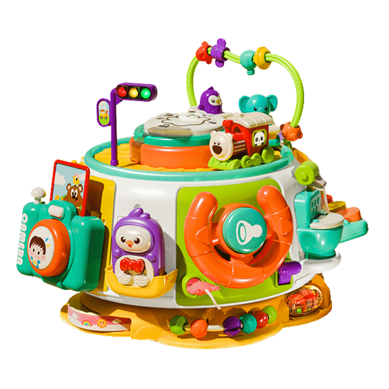 Kakabeier Montessori Early Education Baby Hand Drum 40-in-1 Busy Box Toy for 0-3 Years Old Newborn and First Birthday Gift