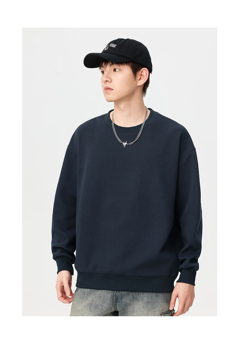 Jeanswest Men's Pullover Hoodie Spring Autumn Trendy Solid Color Breathable Comfortable Black 2XL 6